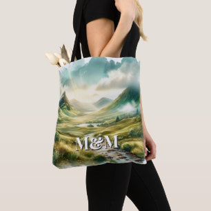 Scotland Highlands Aesthetic, Monogram Modern Tote Bag