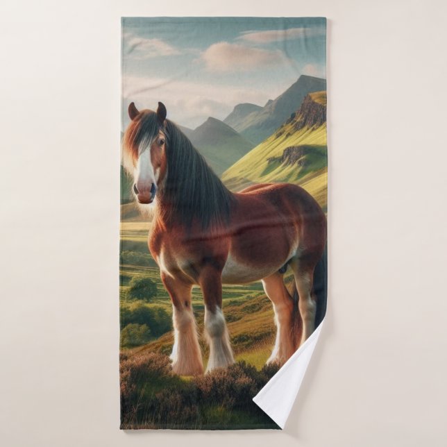 Scotland highlands Clydesdale horse Bath Towel (Bath Towel)