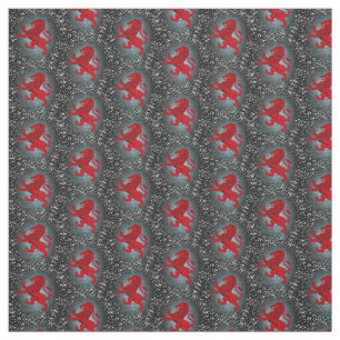 Scotland in silver Snow,Red Rampant Lion, on black Fabric