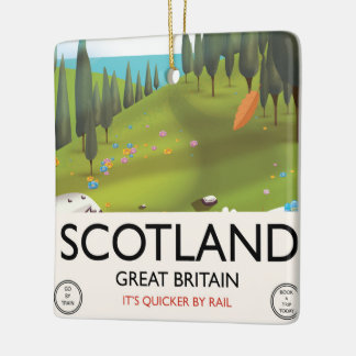 Scotland 'It's quicker by rail' Travel poster Ceramic Ornament