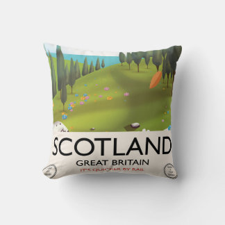 Scotland 'It's quicker by rail' Travel poster Cushion
