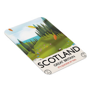 Scotland 'It's quicker by rail' Travel poster Magnet