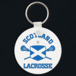 Scotland Key Ring<br><div class="desc">Lacrosse. Flag shield design with crossed sticks. Designs available in both regular and weathered,  vintage-style versions. Scotland lacrosse.</div>