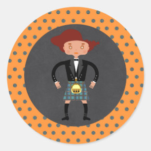 Scotland kid with kilt Birthday Party Classic Round Sticker