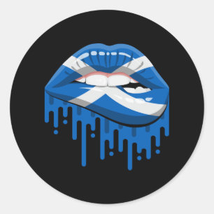 Scotland lips pride root flag classic round sticker