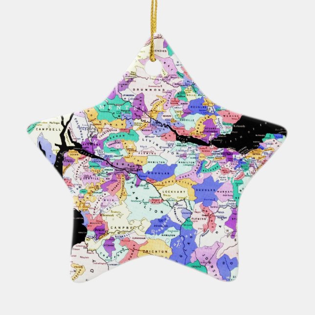 Scotland Map Scottish Clans Photo Ceramic Tree Decoration (Front)