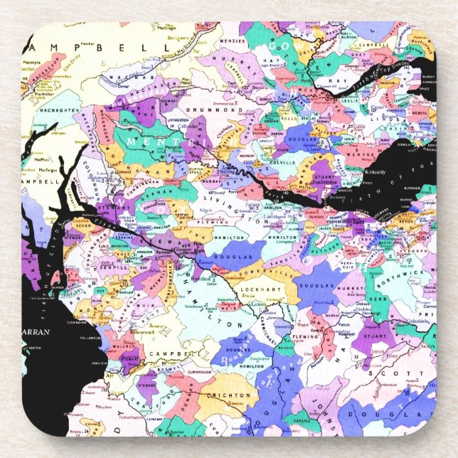 Scotland Map Scottish Clans Photo Coaster (Front)