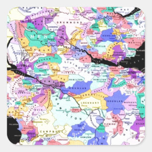 Scotland Map Scottish Clans Photo Square Sticker