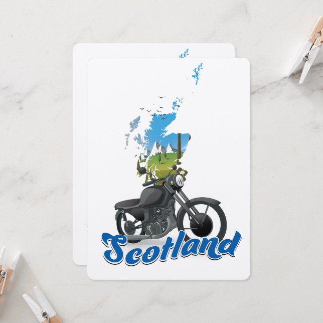 Scotland Motorcycle map travel poser (Front/Back In Situ)