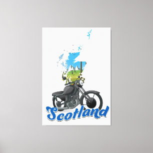 Scotland Motorcycle map travel poser Canvas Print