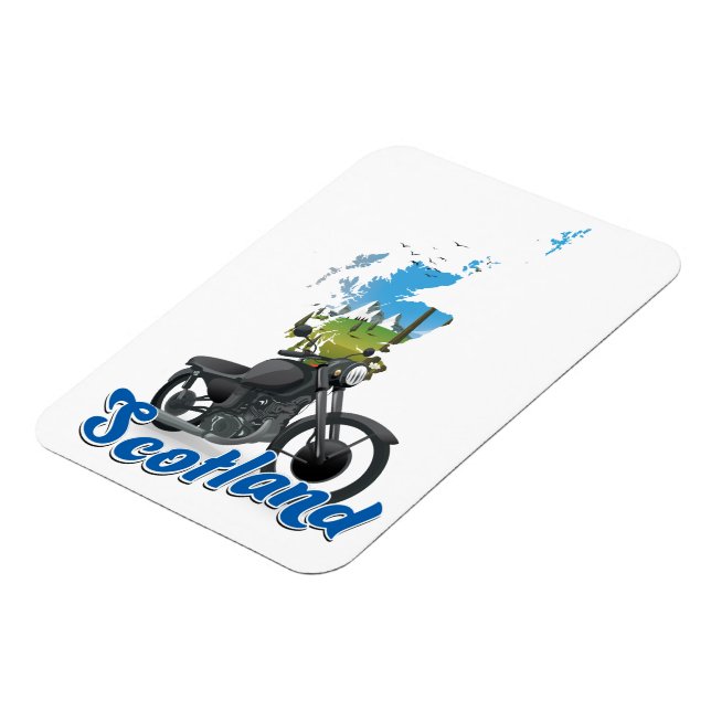 Scotland Motorcycle map travel poser Magnet (Left Side)