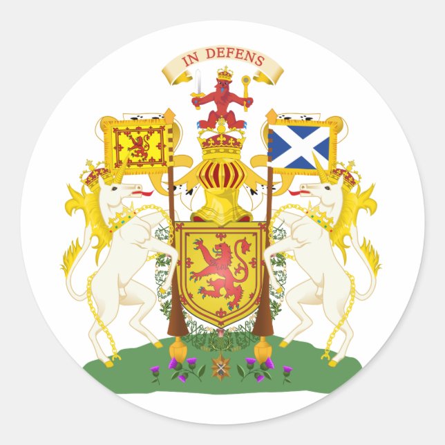 Scotland Official Coat Of Arms Heraldry Symbol Classic Round Sticker (Front)