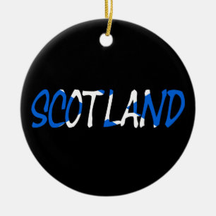 Scotland overlaid on Scottish Flag orncnt Ceramic Tree Decoration