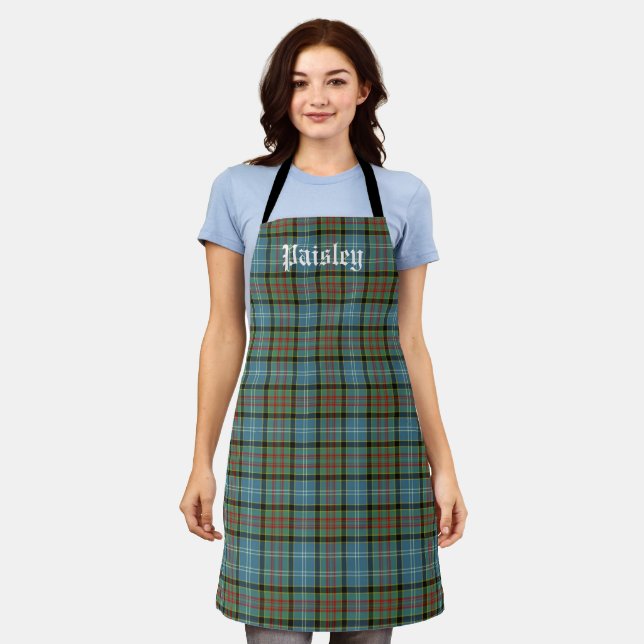 Scotland Paisley District Tartan Personalised Apron (Worn)