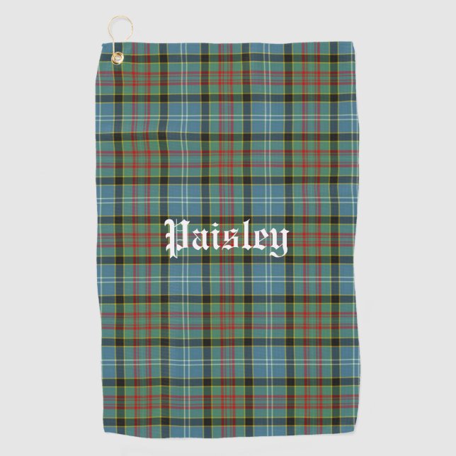 Scotland Paisley District Tartan Personalised Golf Towel (Front)
