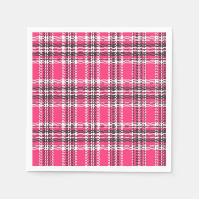 Scotland Pink and Black Tartan Plaid Napkin (Front)