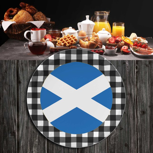 Scotland Plate, buffalo plaid & Scottish Flag Paper Plate (Creator Uploaded)