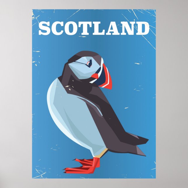 Scotland Puffin bird Vintage travel poster (Front)