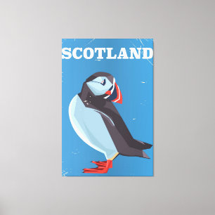 Scotland Puffin bird Vintage travel poster Canvas Print
