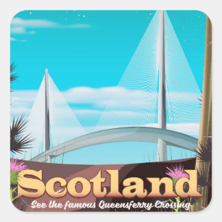 Scotland Queensferry Crossing travel poster Square Sticker