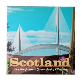 Scotland Queensferry Crossing travel poster Tile