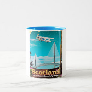 Scotland Queensferry Crossing travel poster Two-Tone Coffee Mug
