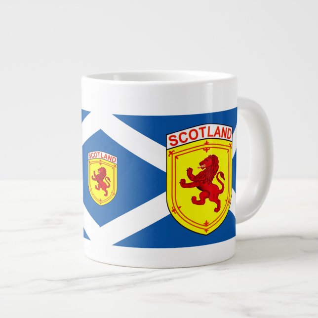 Scotland,  Rampant lion,  Ancient flag of Scotland Large Coffee Mug (Front Right)