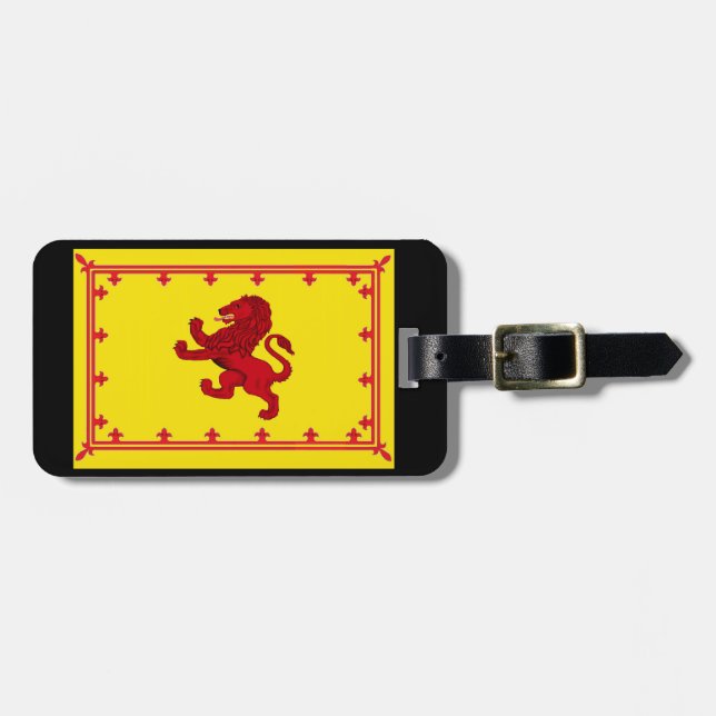 Scotland Rampant lion/Ancient flag Yellow Luggage Tag (Front Horizontal)