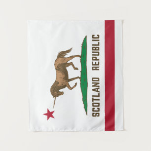 Scotland Republic California Flag Unicorn Tapestry