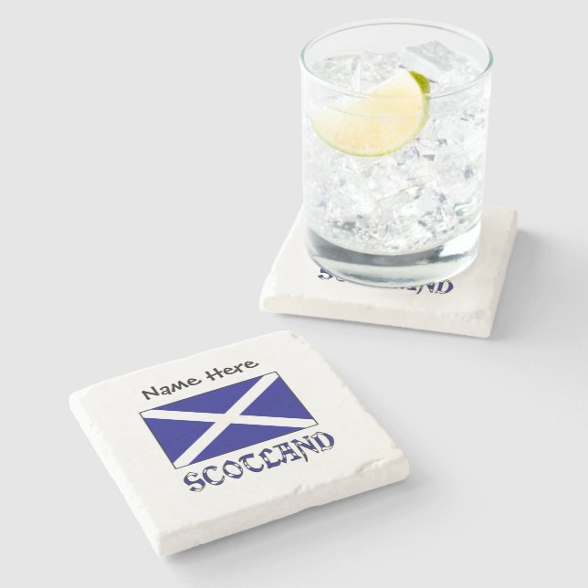 Scotland Scot Flag Personalised  Stone Coaster (Side)
