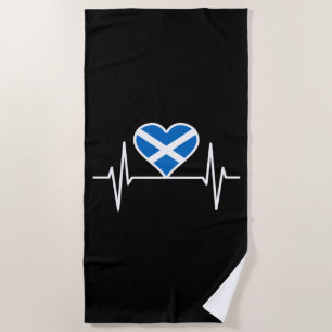 Scotland - Scotland Flag Heartbeat Beach Towel