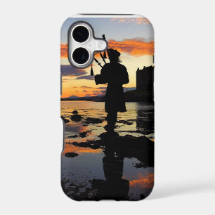 Scotland, Scottish bag pipper pipes sunset