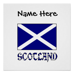 Scotland Scottish Flag Black Personalisation  Poster