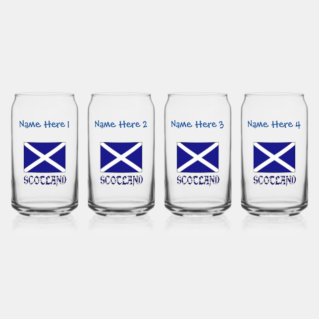 Scotland Scottish Flag Blue Personalisation  Can Glass (Front)