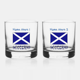 Scotland Scottish Flag Blue Personalisation  Whiskey Glass