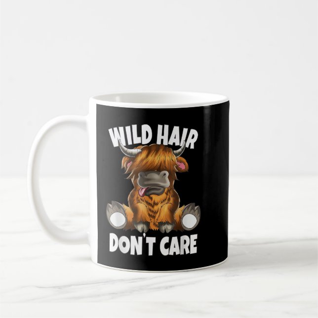 Scotland Scottish Highland Cow Wild Hair Don't Car Coffee Mug (Left)
