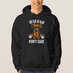 Scotland Scottish Highland Cow Wild Hair Don't Car Hoodie