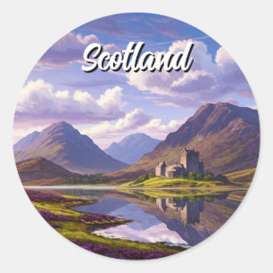Scotland Scottish Highlands Castle Travel Classic Round Sticker