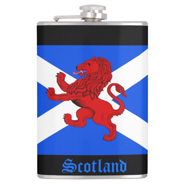 Scotland Scottish Rampant lion, Saint Andrews flag Hip Flask (Front)