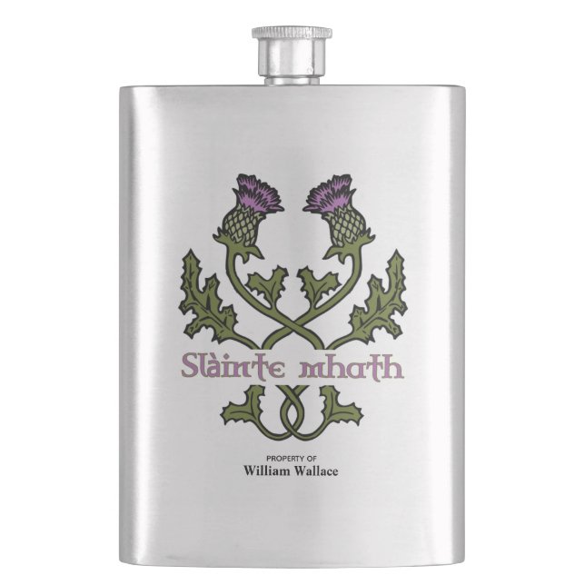 Scotland Scottish Thistle and Scots Gaelic Toast Hip Flask (Front)