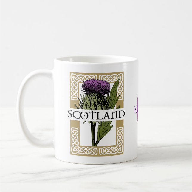 Scotland Scottish Thistle Gold Celtic Knots Coffee Mug (Left)