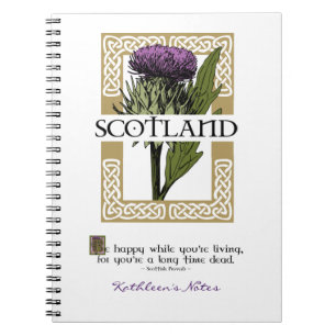 Scotland Scottish Thistle Gold Celtic Knots Name Notebook