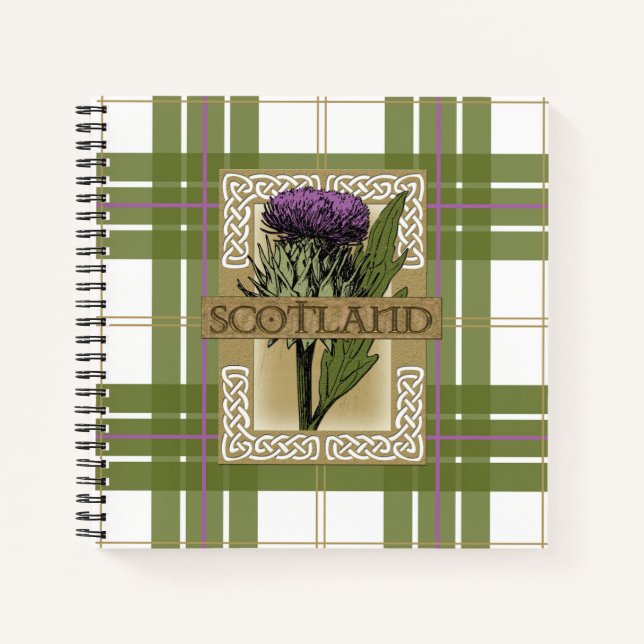 Scotland Scottish Thistle Gold Celtic Knots Notebook (Front)