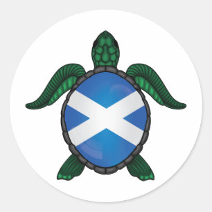 Scotland sea turtle flag classic round sticker