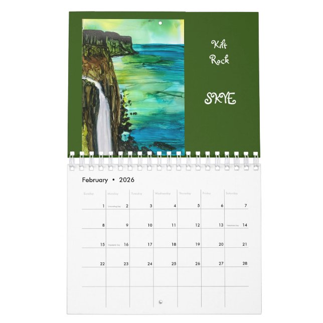 Scotland Skye Original art Paintings Calendar (Feb 2026)