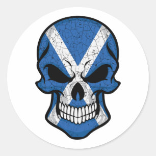 Scotland Smiling Skull Flag Classic Round Sticker