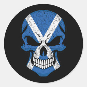 Scotland Smiling Skull Flag Classic Round Sticker