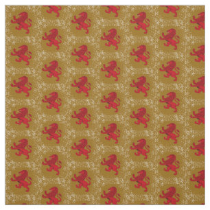 Scotland, Snow speckle, Red Rampant Lion, dk gold Fabric