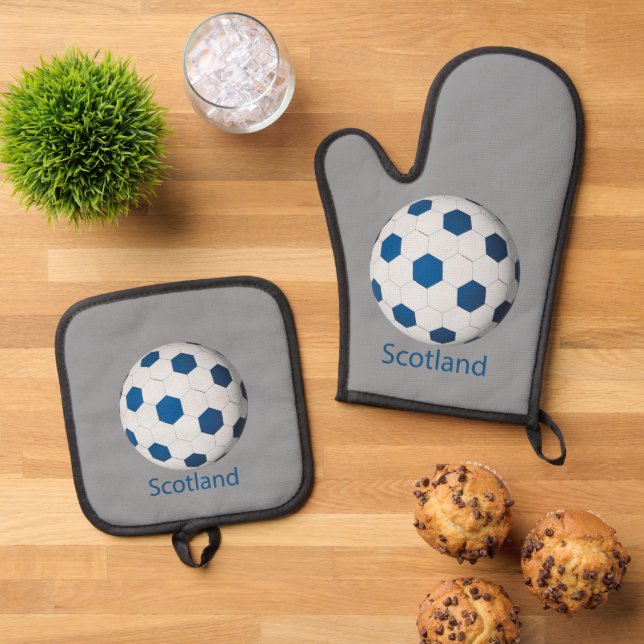 Scotland Soccer Oven Mitt & Pot Holder Set (Top Down)