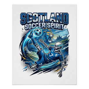 Scotland Soccer Spirit Skeleton Striker Nations Pr Poster
